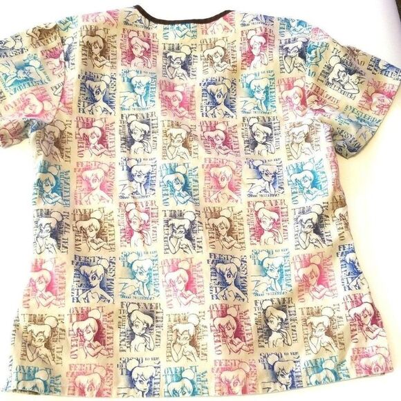 Womens Disney Tinkerbell Scrub Top women's small fairy fairies attitude EUC - Picture 4 of 4